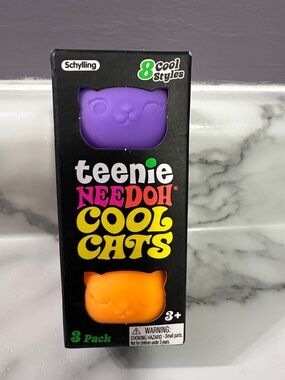 🌲 Needoh Teenie Cool Cats 3-Pack - Purple, Pink & Orange